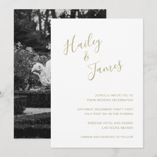 Invitación Moderno y simple Boda de fotografía de oro elegant