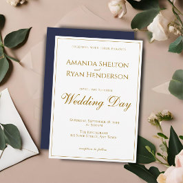 Invitación Moderno y simple Boda de guiones dorados