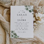 Invitación Moderno y simple Boda de hoja verde mínima<br><div class="desc">Invitación a la boda de la hoja verde mínima moderada Véase la colección coincidente en nuestra tienda de nidos y nidos</div>