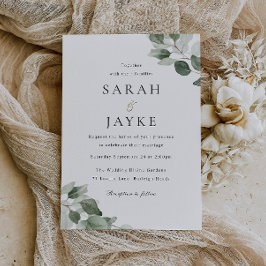 Invitación Moderno y simple Boda de hoja verde mínima