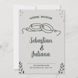 Invitación Moderno y simple Boda de hoja verde mínima Acrílic