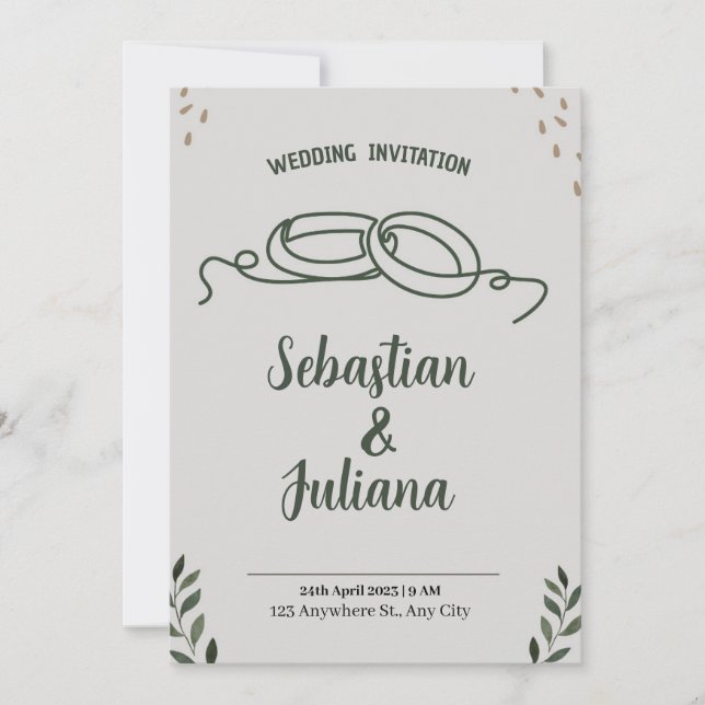 Invitación Moderno y simple Boda de hoja verde mínima Acrílic (Anverso)