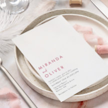 Moderno y simple Boda de monograma blanco magenta