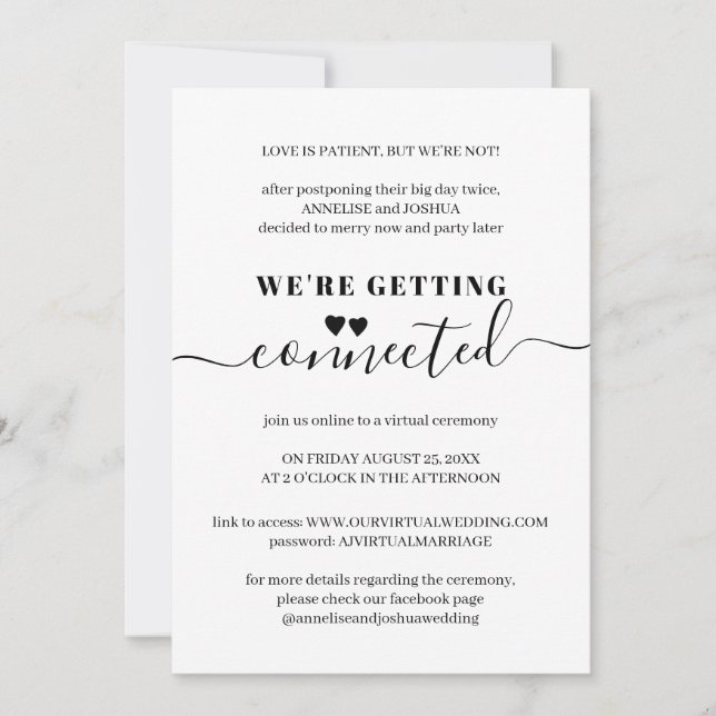 Invitación Moderno y simple boda de tipografía (Anverso)