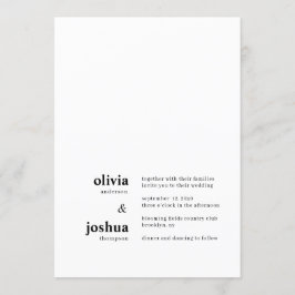 Invitación Moderno y simple Boda de tipografía negra Minimali