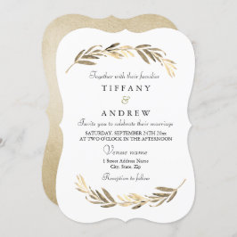 Invitación Moderno y simple Boda elegante de la hoja de oro