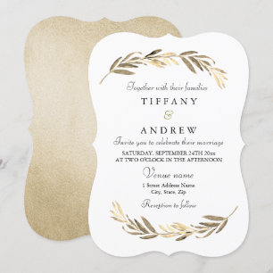 Invitación Moderno y simple Boda elegante de la hoja de oro