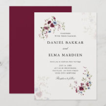 Moderno y simple Boda floral Borgoña Boho