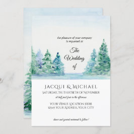 Invitación Moderno y simple Boda forestal del Lago Montaña
