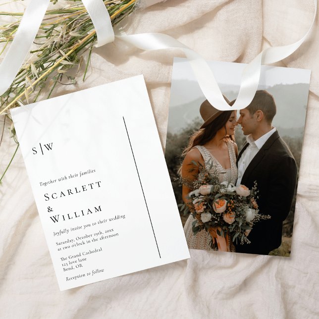 Invitación Moderno y simple Boda fotográfico de monograma mín (Subido por el creador)
