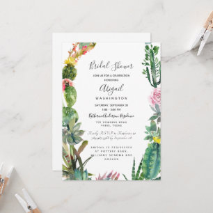 Invitación Moderno y Simple Cactus Suculento Desayuno de Novi