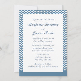 Invitación Moderno y simple Chevron Wedting Sea Blue