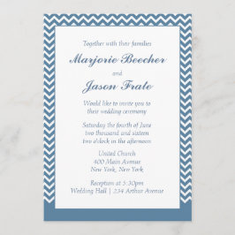 Invitación Moderno y simple Chevron Wedting Sea Blue