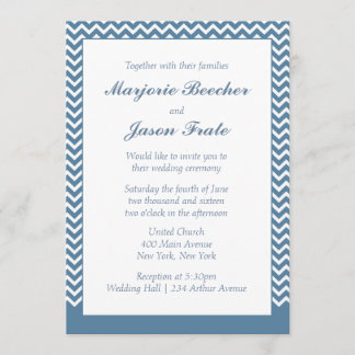 Invitación Moderno y simple Chevron Wedting Sea Blue