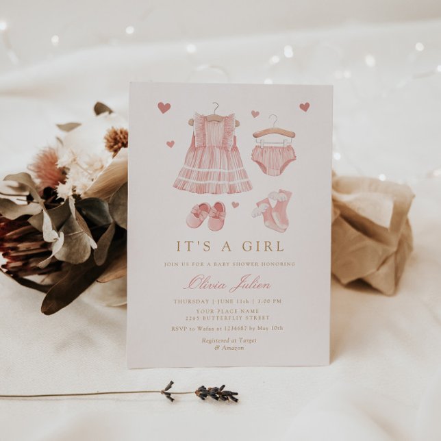 Invitación Moderno y simple Chica de ropa de boho Baby Shower (Subido por el creador)