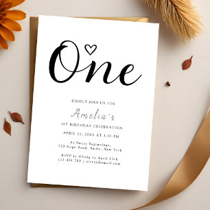 Invitación Moderno y simple corazón de Boho Primer cumpleaños