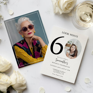 Invitación Moderno y simple diversión Black White 60th Birthd
