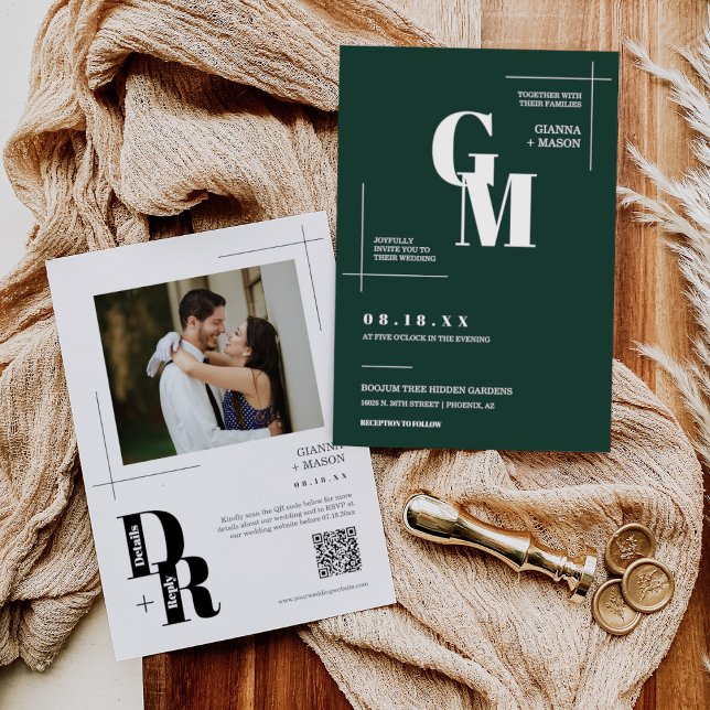 Invitación Moderno y simple Esmeralda Verde Esmeralda Foto de (Subido por el creador)