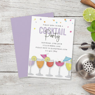 Invitación Moderno y simple Fiesta de cócteles morado Minimal
