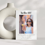 Invitación Moderno y simple foto blanca 40 Fiesta de cumpleañ<br><div class="desc">Moderno y simple fondo blanco 40 cumpleaños Fiesta de foto invitación</div>