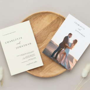 Invitación Moderno y simple foto Boda marfil-clásico