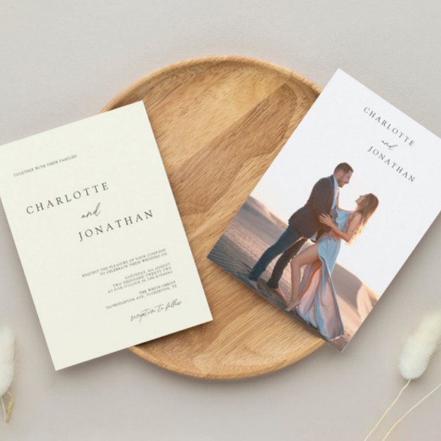 Invitación Moderno y simple foto Boda marfil-clásico (Subido por el creador)