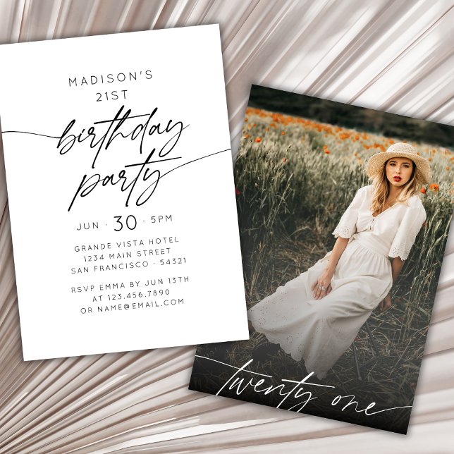 Invitación Moderno y simple foto de Fiesta de cumpleaños núme (Subido por el creador)