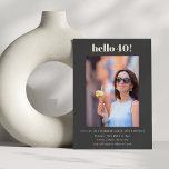 Invitación Moderno y simple foto de un Fiesta de cumpleaños 4<br><div class="desc">Moderno y simple fondo negro 40 cumpleaños Fiesta de foto invitación</div>