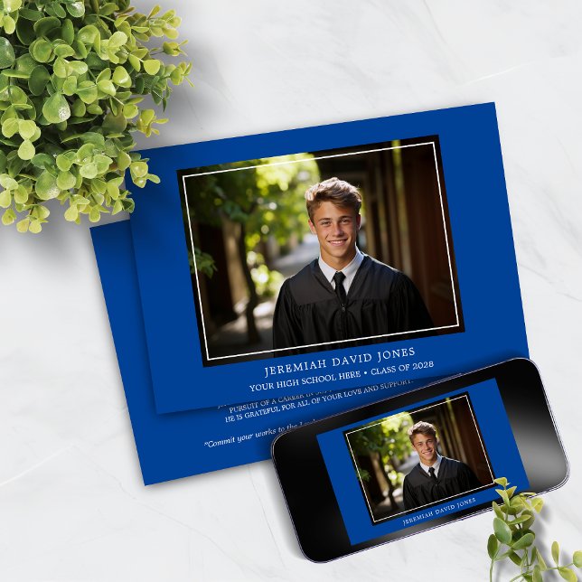 Invitación Moderno y simple foto Grado azul profundo (Subido por el creador)