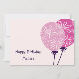Invitación Moderno y simple globos rosados Feliz cumpleaños