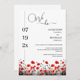 Invitación Moderno y simple hacemos Boda rojo negro Minimalis