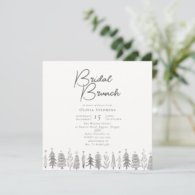 Invitación Moderno y simple Navidad blanco brunch de invierno (Anverso de pie)