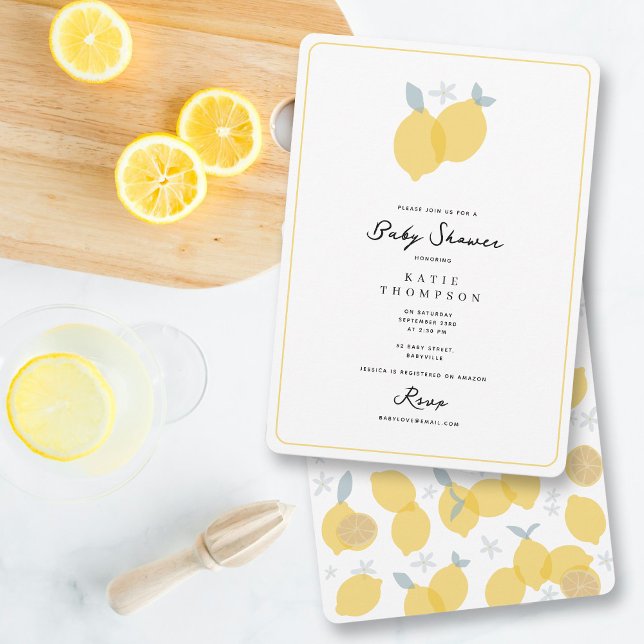 Invitación Moderno y simple Pastel Citrus Lemons Baby Shower (Subido por el creador)