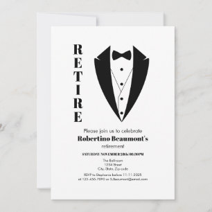 Invitación Moderno y simple Tuxedo blanco negro 50 cumpleaños