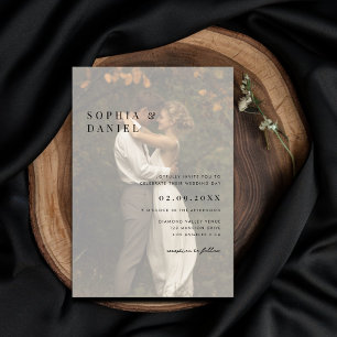 Invitación Moderno y simple Vellum Overlay Photo Budget Boda