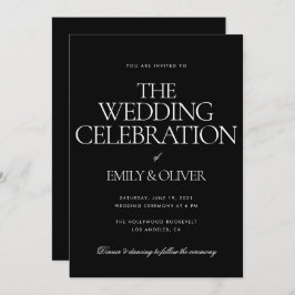 Invitación Moderno y sólido negro elegante matrimonio persona