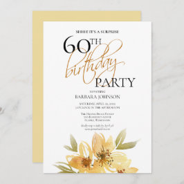 Invitación Moderno y suave sorpresa floral amarilla 60 cumple