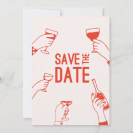 Invitación Moderno y único negrita rojo funky Save the Date B