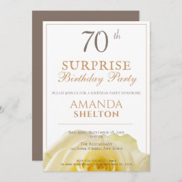 Invitación Moderno Yellow Rose 70ª fiesta de cumpleaños sorpr