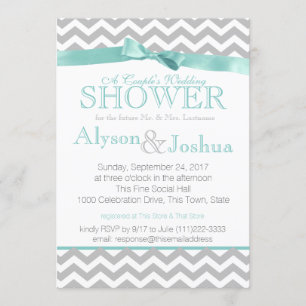 Invitación Moderno Zigzag Aqua Wedding Shower