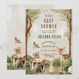 Invitación Modernos animales de Woodland Chica Forestal Baby 