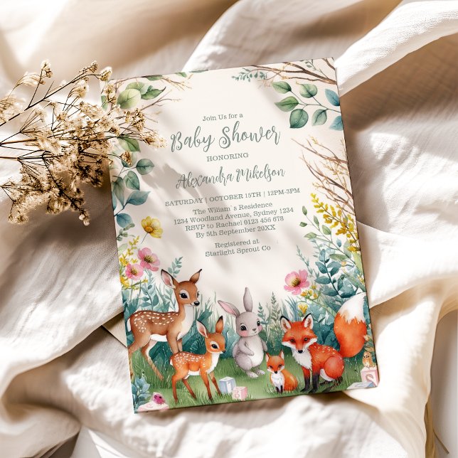 Invitación Modernos animales de Woodland Forestal Baby Shower (Subido por el creador)