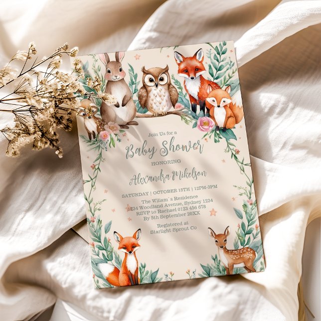 Invitación Modernos animales de Woodland Forestal Baby Shower (Subido por el creador)