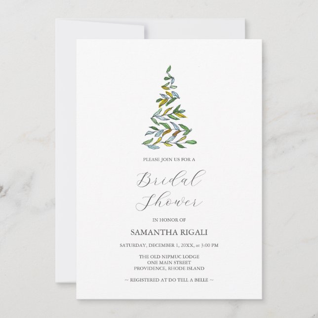 Invitación Modernos árboles de Navidad Ducha de novias (Anverso)