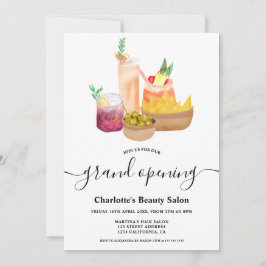 Invitación Modernos cócteles giratorios acuarela gran apertur