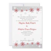 Modernos copos de nieve rojos y estrellas grises p