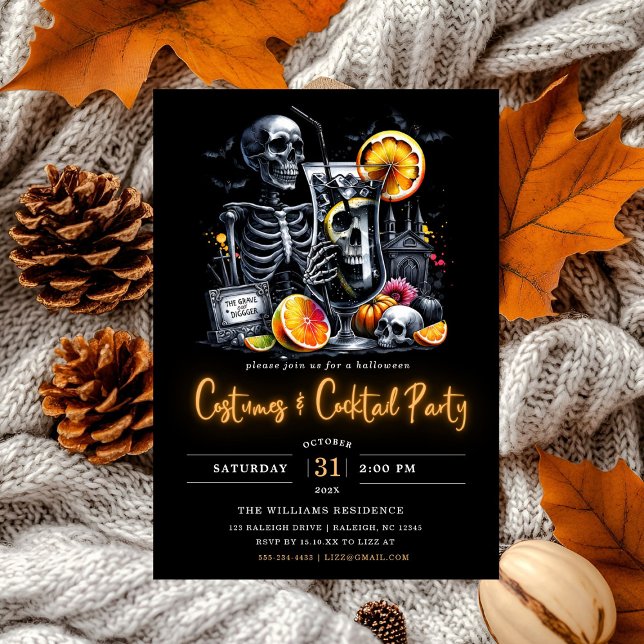 Invitación Modernos disfraces y cócteles fiesta de Halloween  (Subido por el creador)