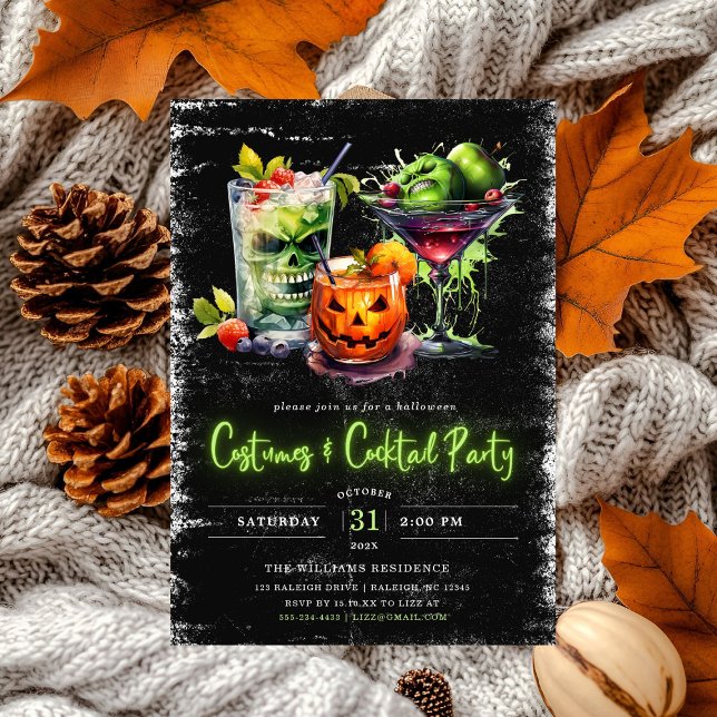 Invitación Modernos disfraces y cócteles fiesta de Halloween  (Subido por el creador)