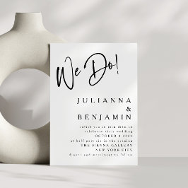 Invitación Modernos hacemos Bodas elegantes en blanco y negro