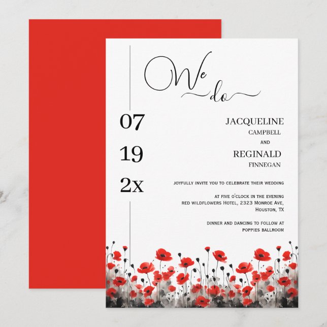 Invitación Modernos hacemos Bodas florales Minimalistas (Anverso / Reverso)